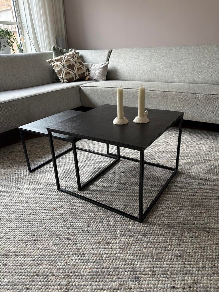 (Gereserveerd).  mooie salontafeltjes / metaal, Ophalen, 50 tot 100 cm, Rond, Zo goed als nieuw