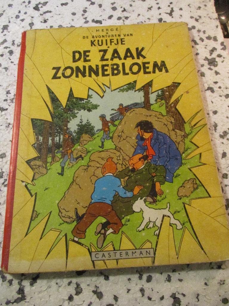 Kuifje De zaak Zonnebloem, 1e druk 1956, harde kaft, Gelezen, Eén stripboek, Ophalen of Verzenden, Hergé