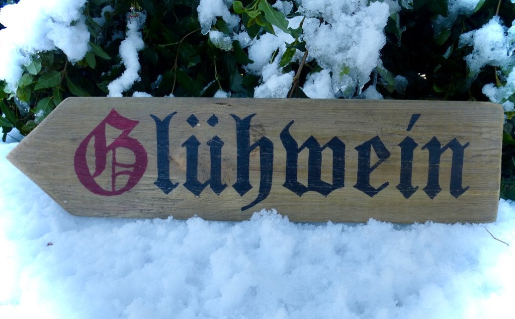 Houten Glühwein bord / handgeschilderd / après skiwanddeco, Hout, 13 cm, Ophalen of Verzenden, B6
