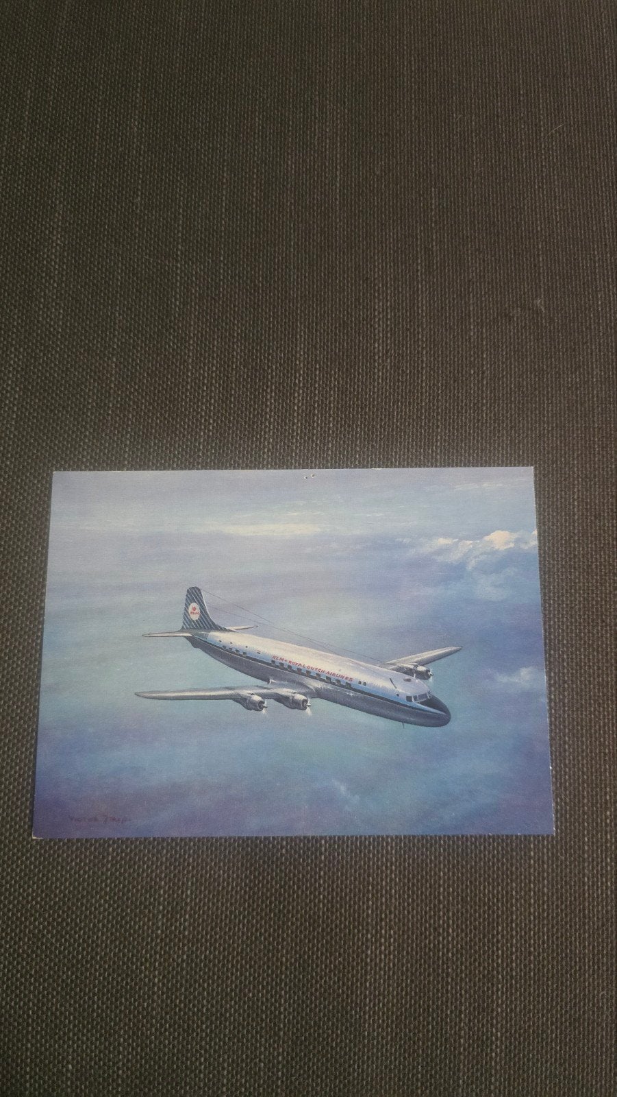 Vintage KLM Douglas DC-6B Ansichtkaart, Ophalen of Verzenden