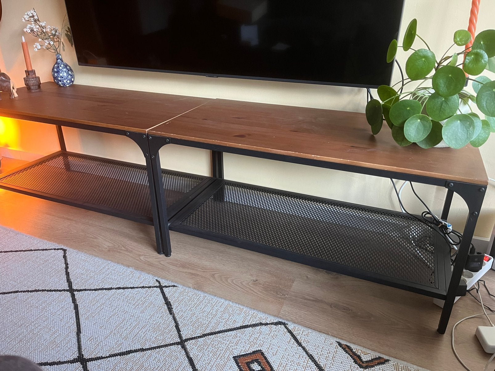 IKEA FJÄLLBO TV-meubel/salontafel - Zwart/Hout, Huis en Inrichting, Kasten | Televisiemeubels, Ophalen, Gebruikt, 200 cm of meer