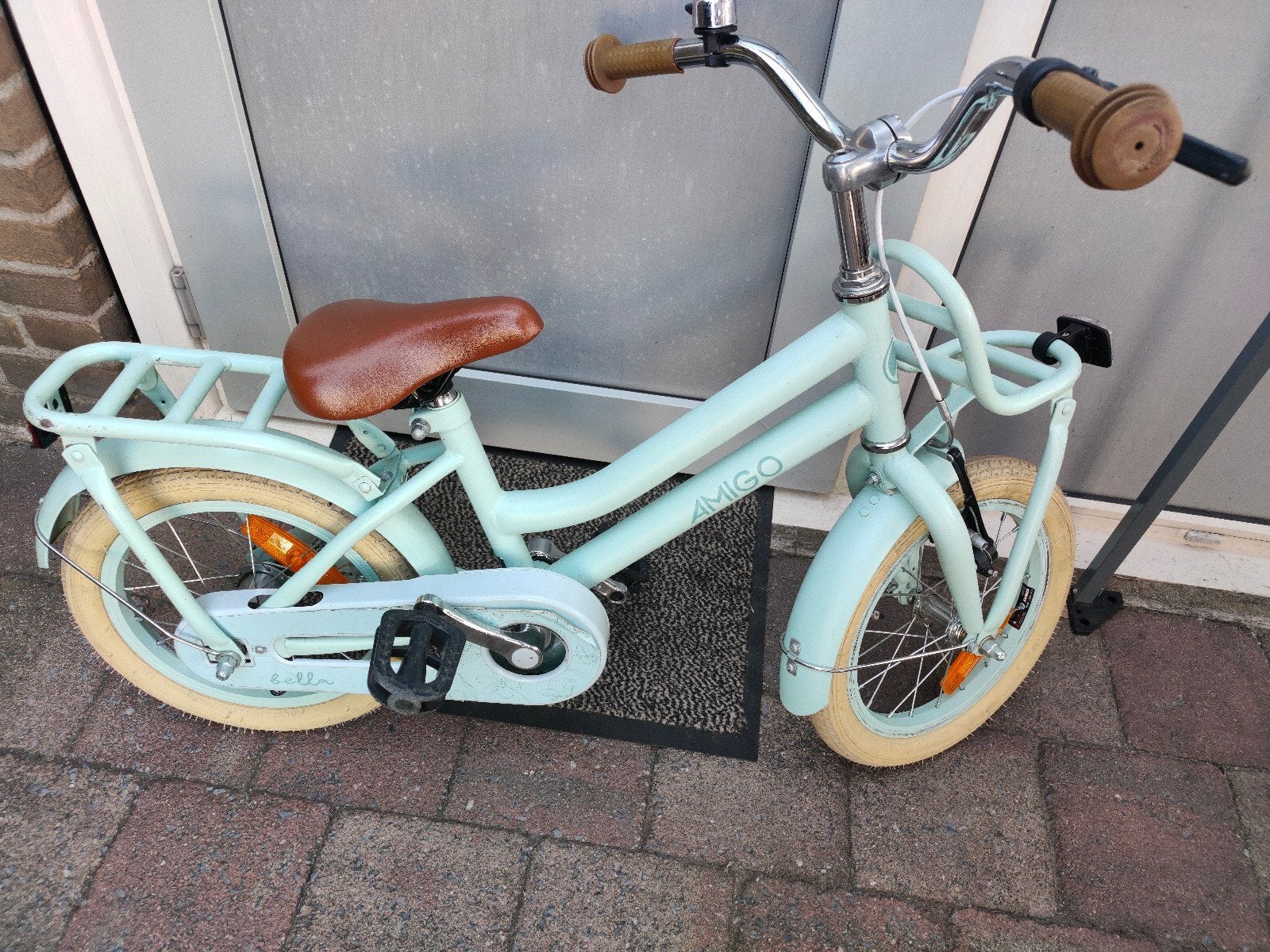 14 inch mintgroene Amigo kinderfiets, Ophalen, Terugtraprem, Gebruikt, Minder dan 16 inch