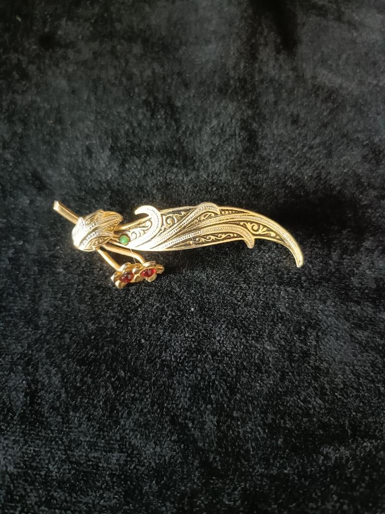 Vintage Gouden Damasceen Broche - Filigrain Toledo Stijl, 4 tot 7 cm, Gebruikt, Ophalen of Verzenden, Goud