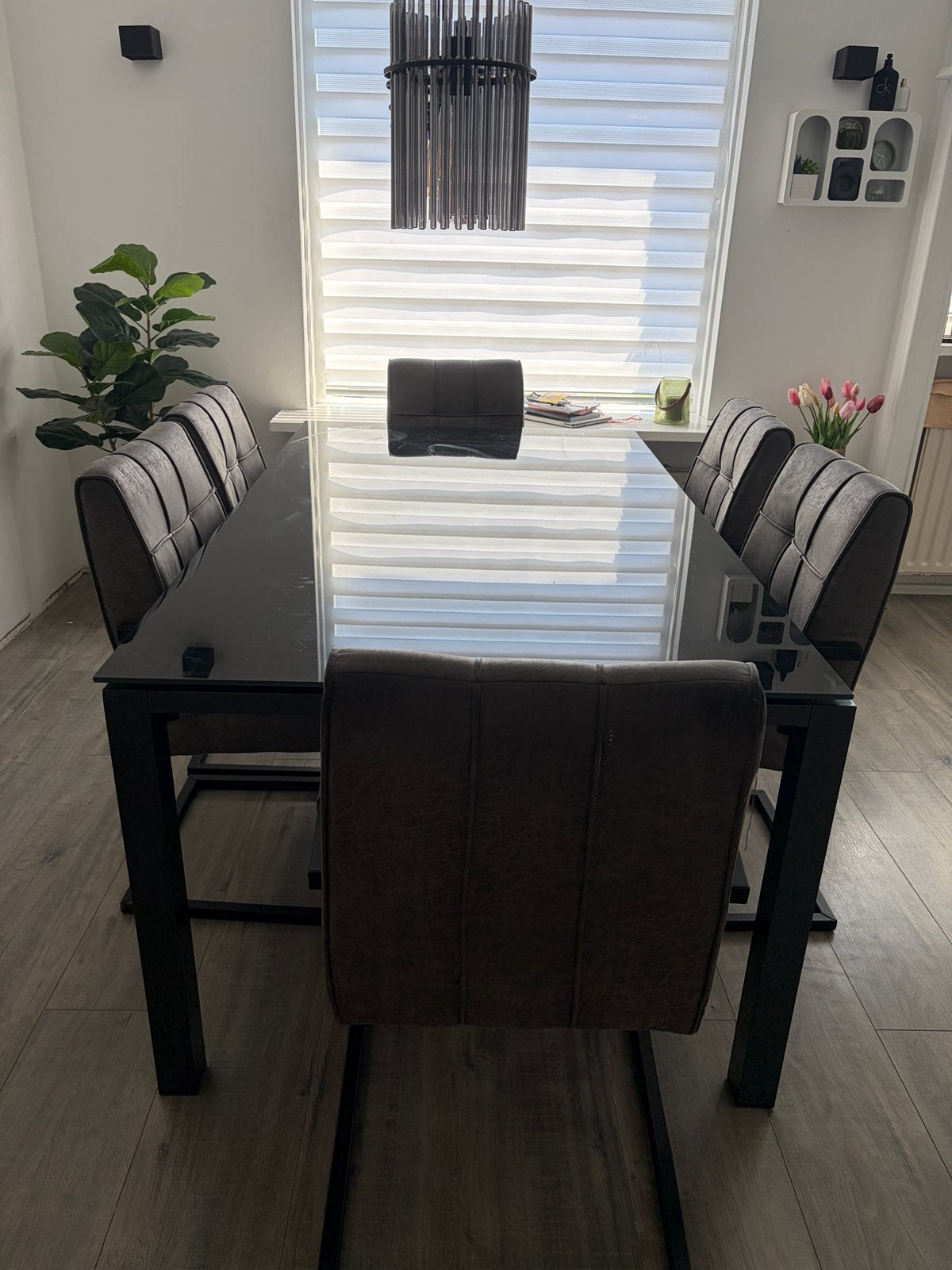 Te koop complete eetkamer ( eettafel+stoelen, Ophalen of Verzenden, Zo goed als nieuw, Modern, 4 tot 6 stoelen