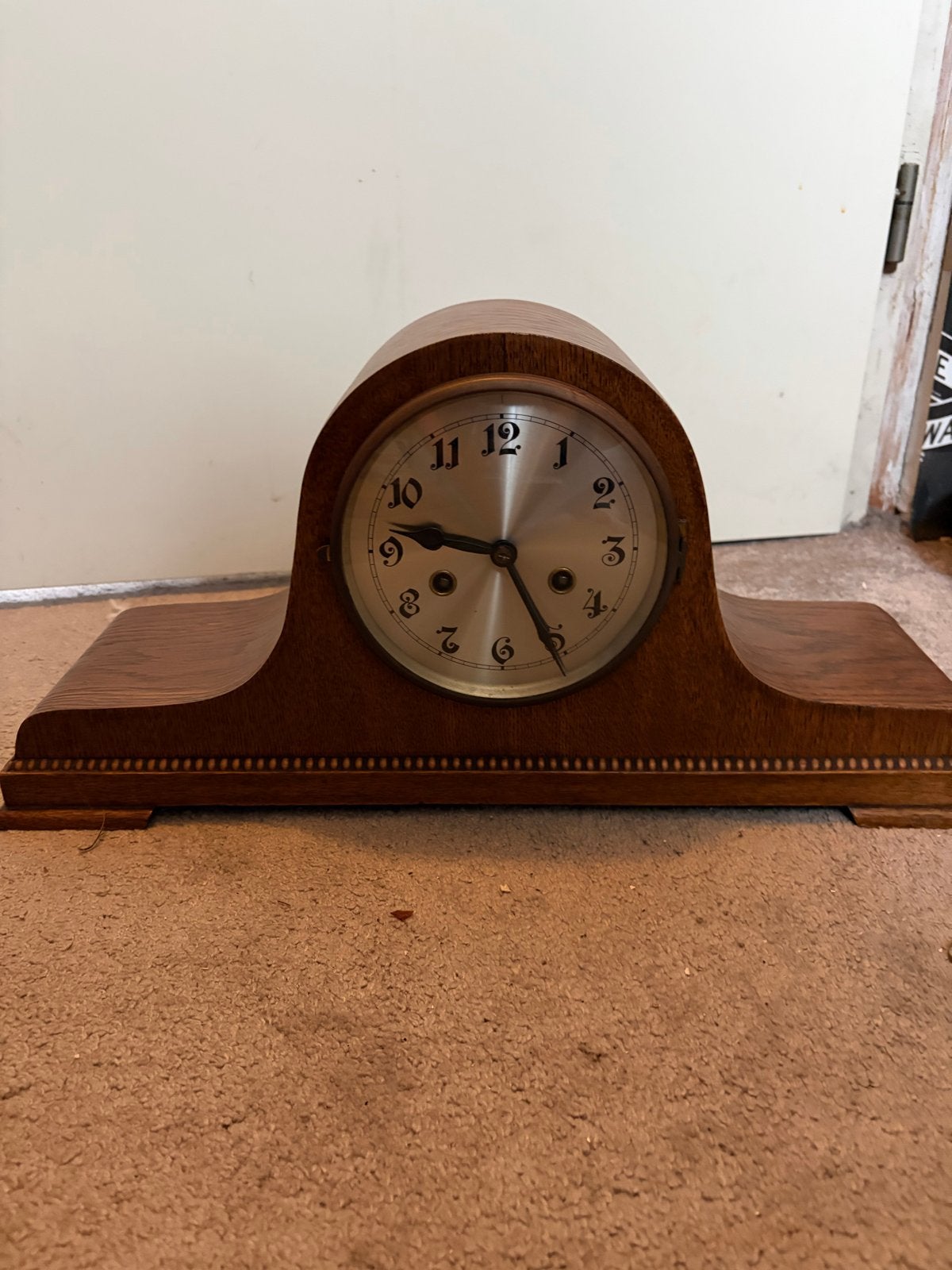 Antieke houten schoorsteenklok, Antiek en Kunst, Ophalen of Verzenden