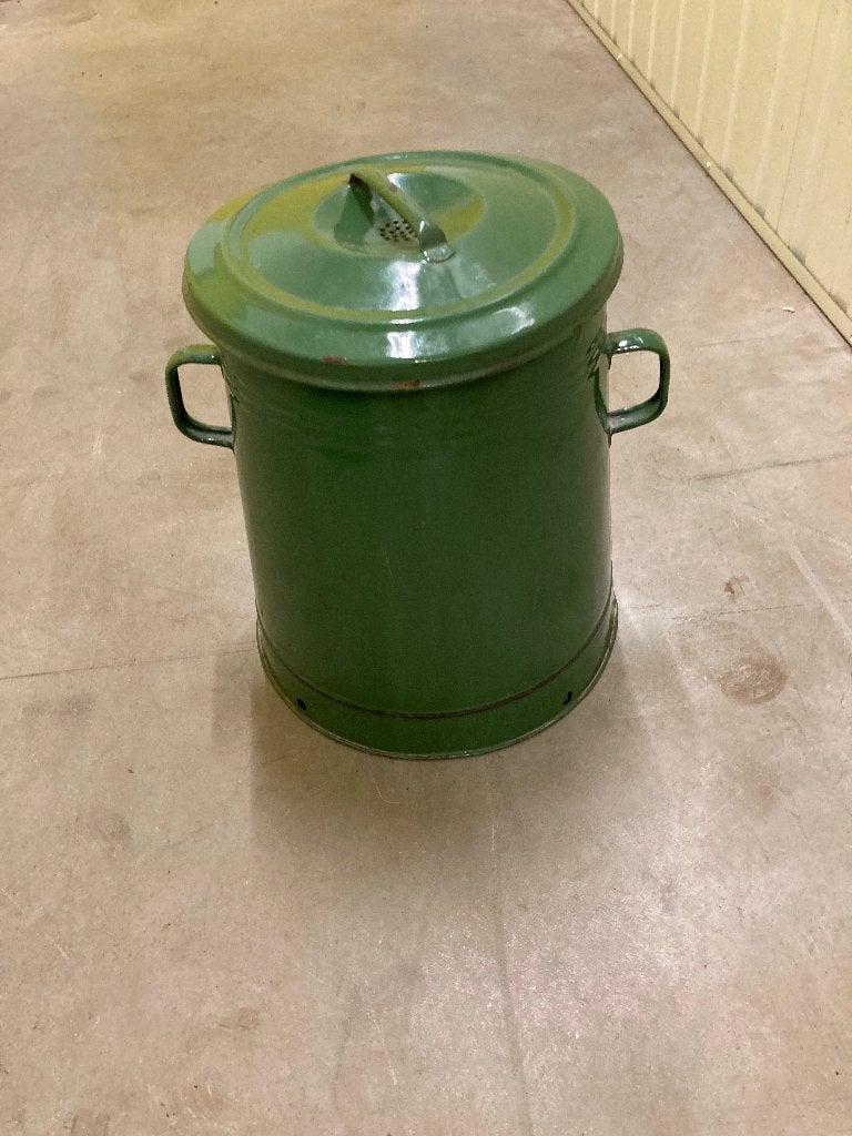 Emaille vetpot emmer met deksel, Antiek en Kunst, Antiek | Emaille, Ophalen
