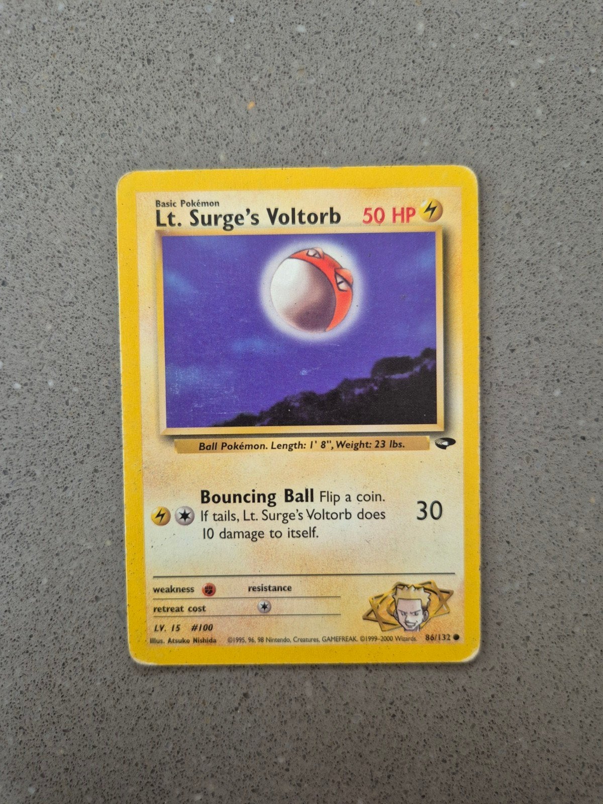 Pokémon kaart Lt. Surge's Voltorb 86/132 Gym Heroes, Ophalen of Verzenden, Gebruikt, Losse kaart