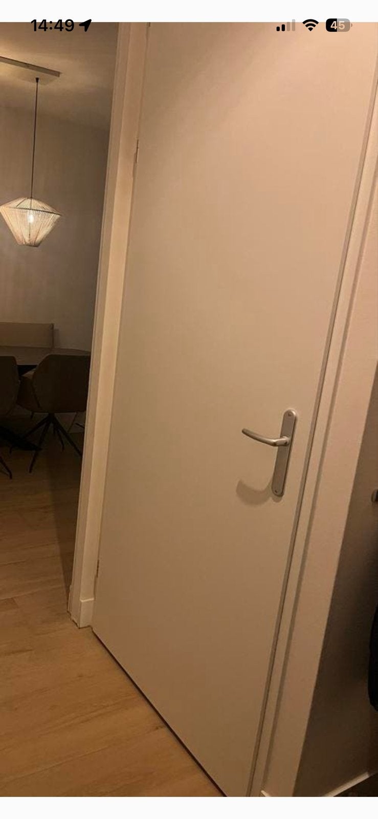 Berkvens plafondhoog opdekdeur 255x96 cm, wit, linksdraaiend, Ophalen, Zo goed als nieuw, Binnendeur, 200 tot 215 cm