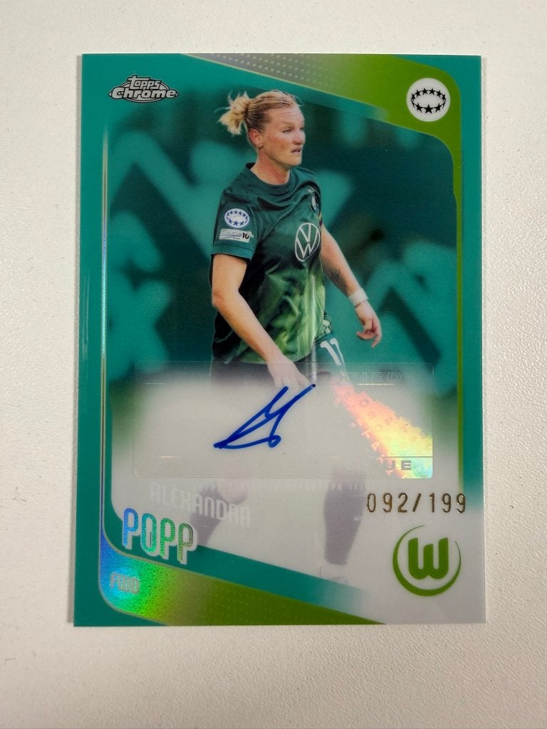 Alexandra Popp /199 Aqua Auto TOPPS Women's Chrome 2025-26, Ophalen of Verzenden, Nieuw, Buitenlandse clubs, Poster, Plaatje of Sticker