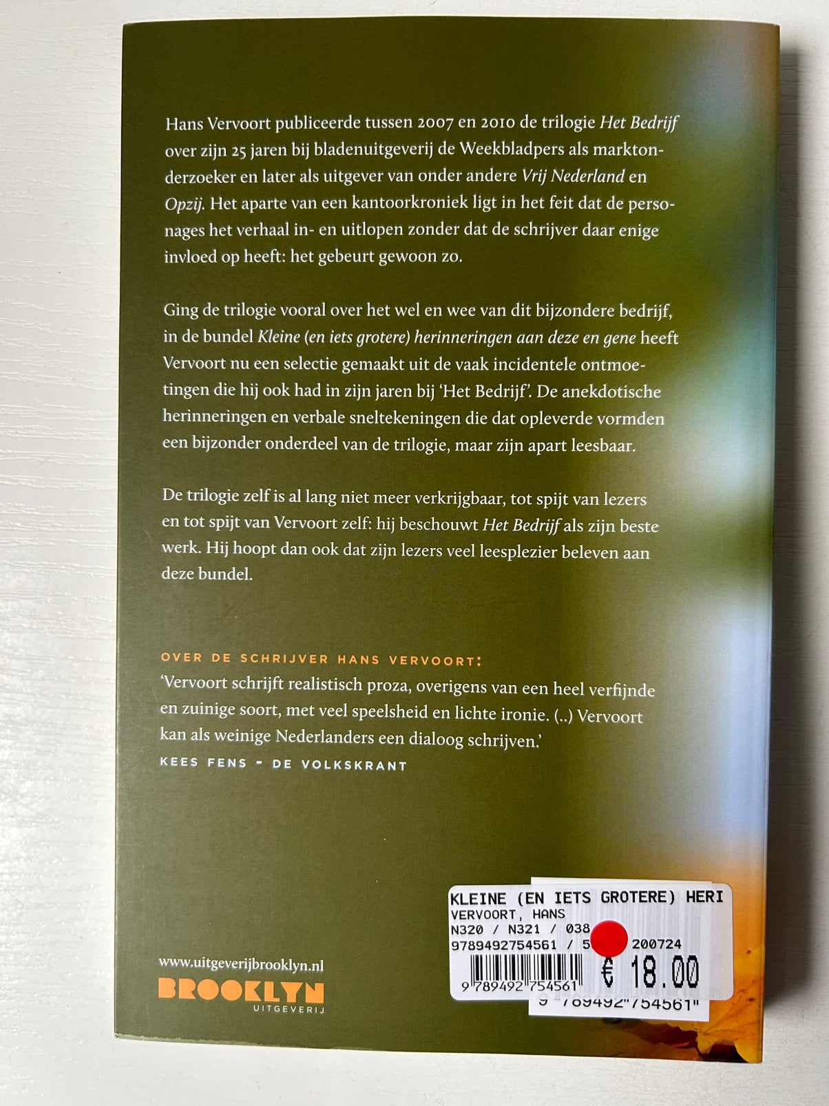 Kleine (en iets grotere) herinneringen aan deze en gene, Ophalen of Verzenden, Zo goed als nieuw, Hans Vervoort