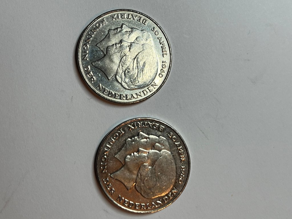 2 Rijksdaalders dubbele kop Juliana - Beatrix 1980, Ophalen of Verzenden, Koningin Juliana, 2½ gulden, Losse munt