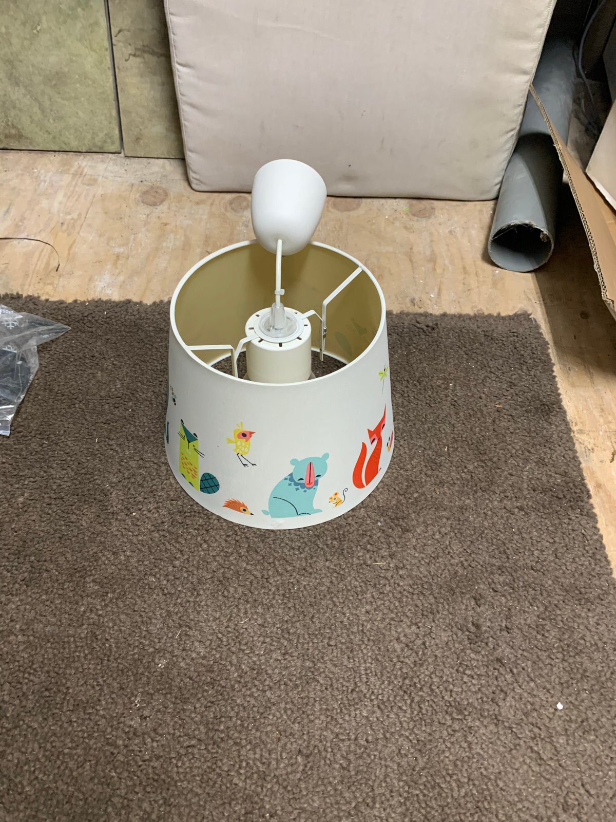 Leuke kinderlampenkap met dierenprint, Ophalen, Gebruikt, Wit, Rond
