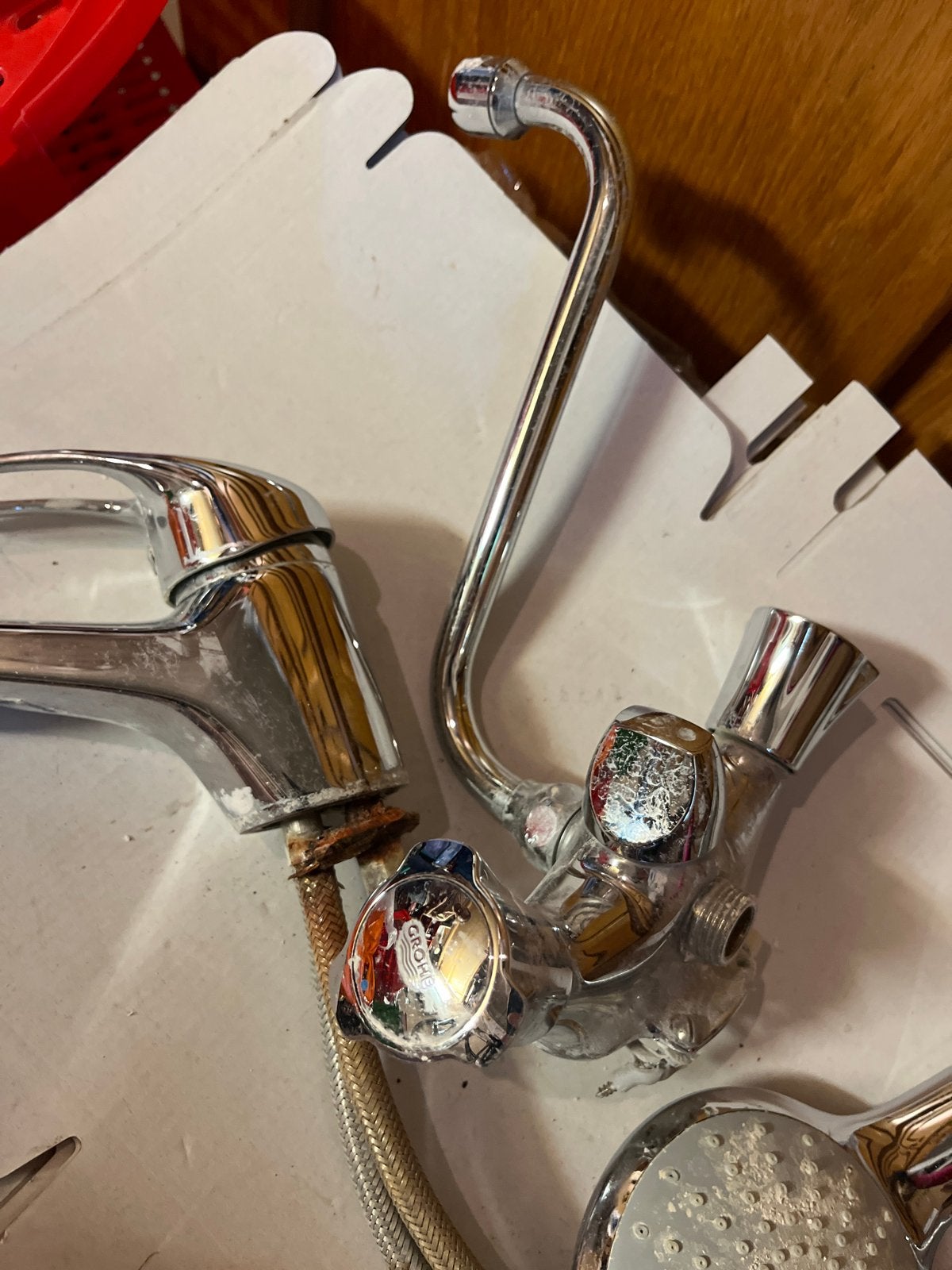 Gebruikte Grohe kranen en douchekop, Ophalen of Verzenden, Gebruikt, Chroom, Kraan