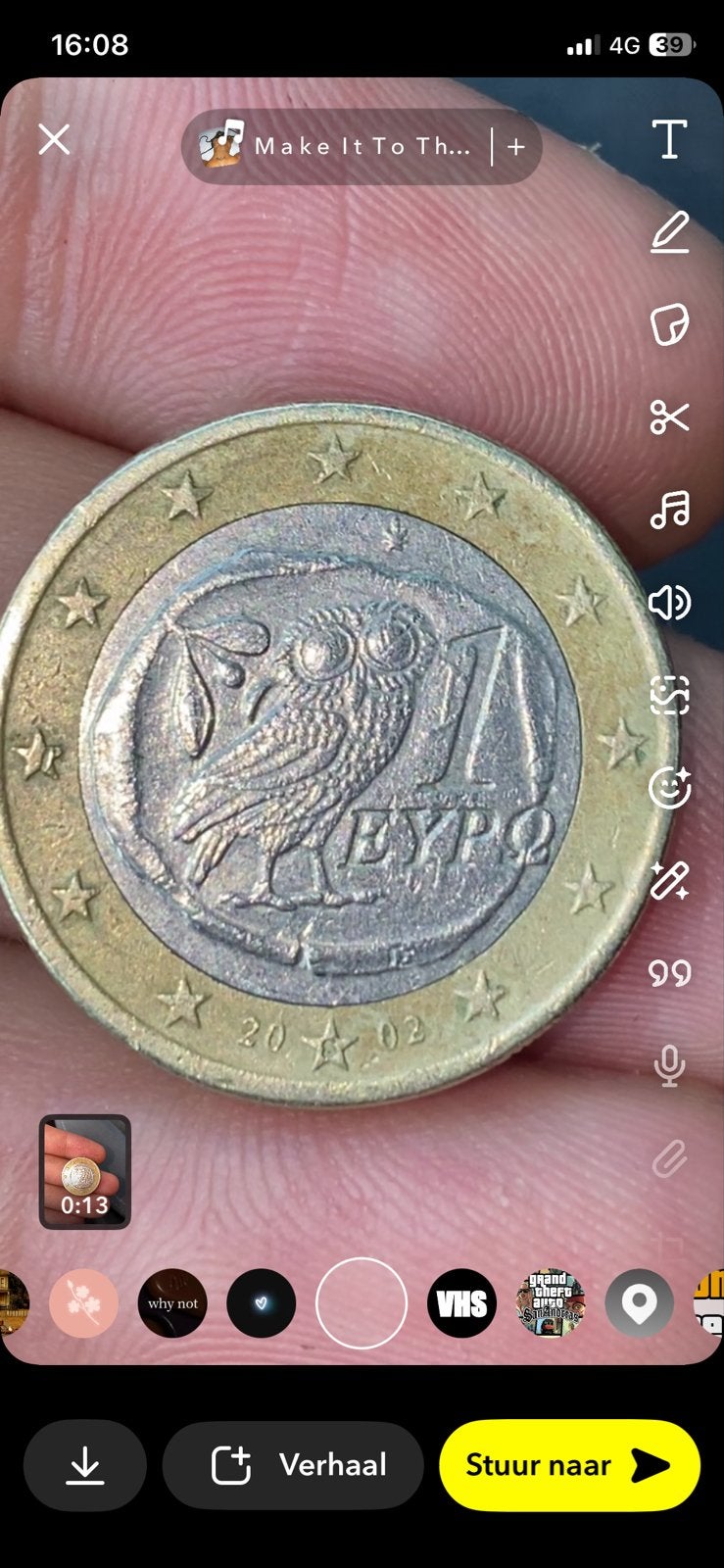 Zeldzame Griekse 1 Euro munt 2002 met S-fout in ster, Postzegels en Munten, Munten | Europa | Euromunten, Ophalen of Verzenden