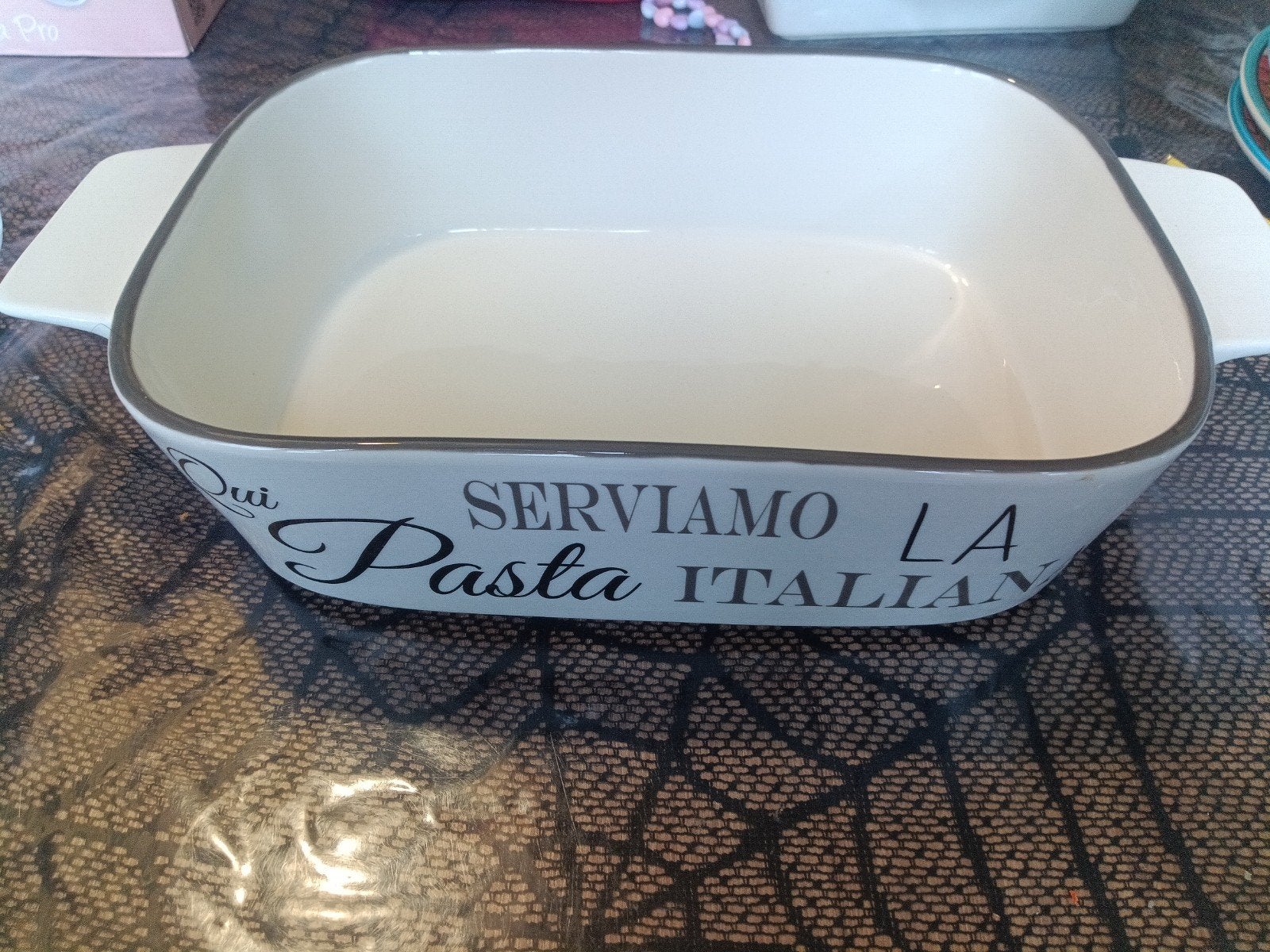 Riviera Maison Ovenschaal Pasta Italiaans Wit Keramiek, Ophalen, Steen/keramiek, Wit, Riviera Maison