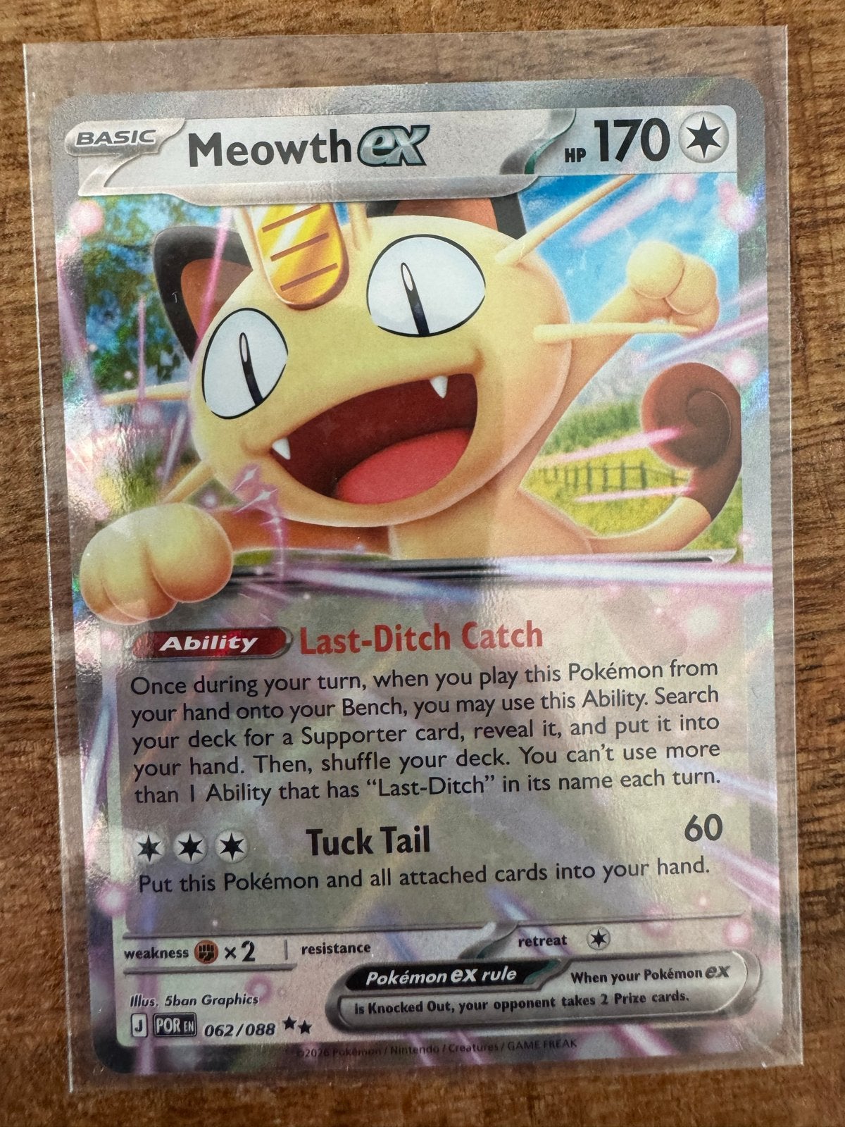 Meowth EX 062/088 - Pokemon Kaart, Ophalen of Verzenden, Zo goed als nieuw, Losse kaart