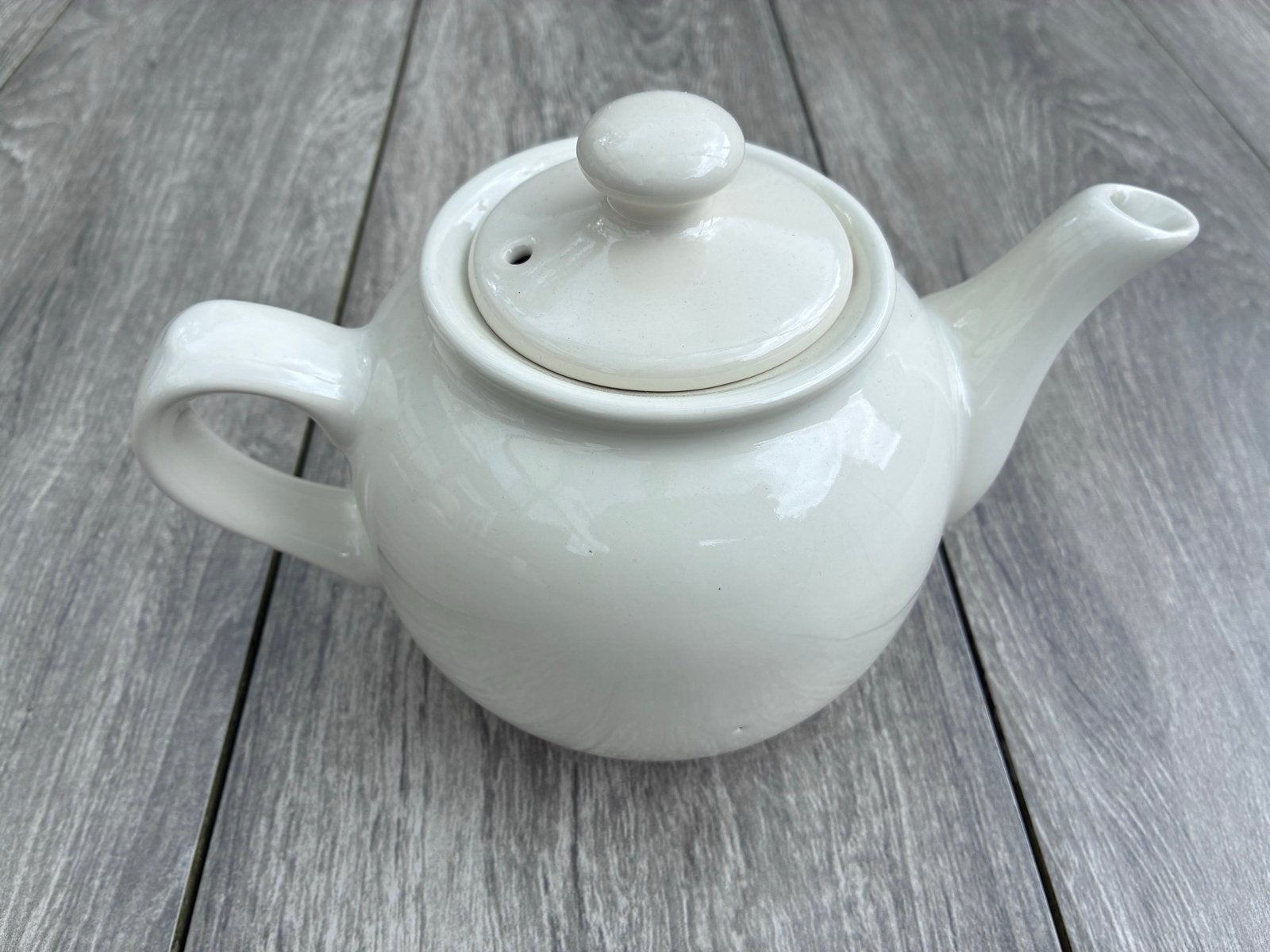 Crèmekleurige Keramieken Theepot - 1 Liter, Theepot/fluitketel, Gebruikt, Ophalen of Verzenden, Steen/keramiek