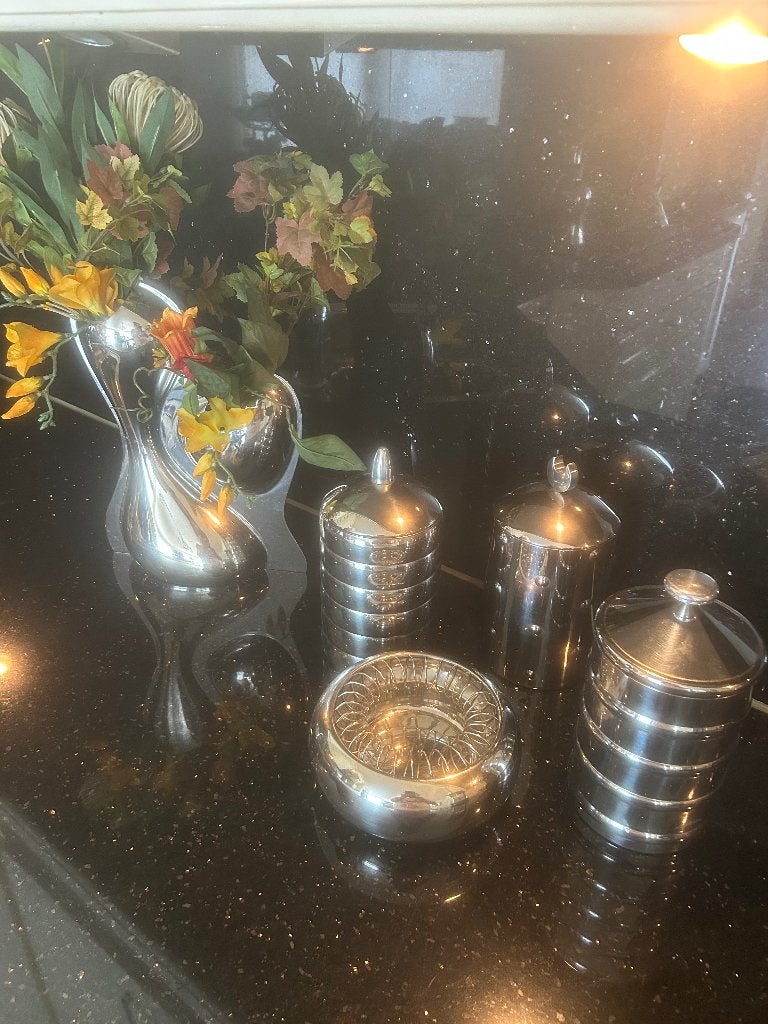 Alessi koffiekan en meer, zo goed als nieuw, Huis en Inrichting, Ophalen, Zilver, Zo goed als nieuw, Voorraadpot