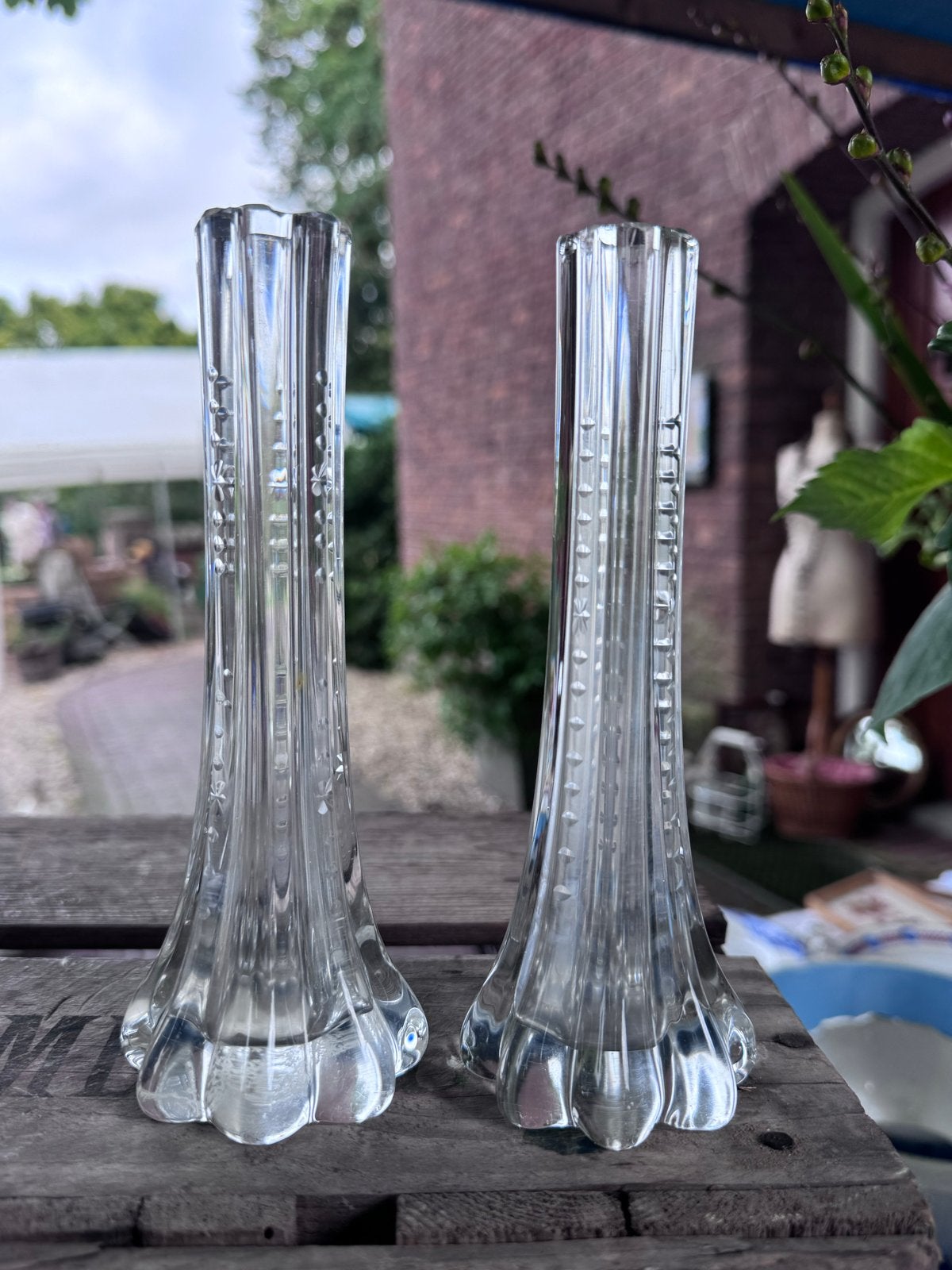 Set van 2 glazen vaasjes - decoratief en elegant, Ophalen of Verzenden