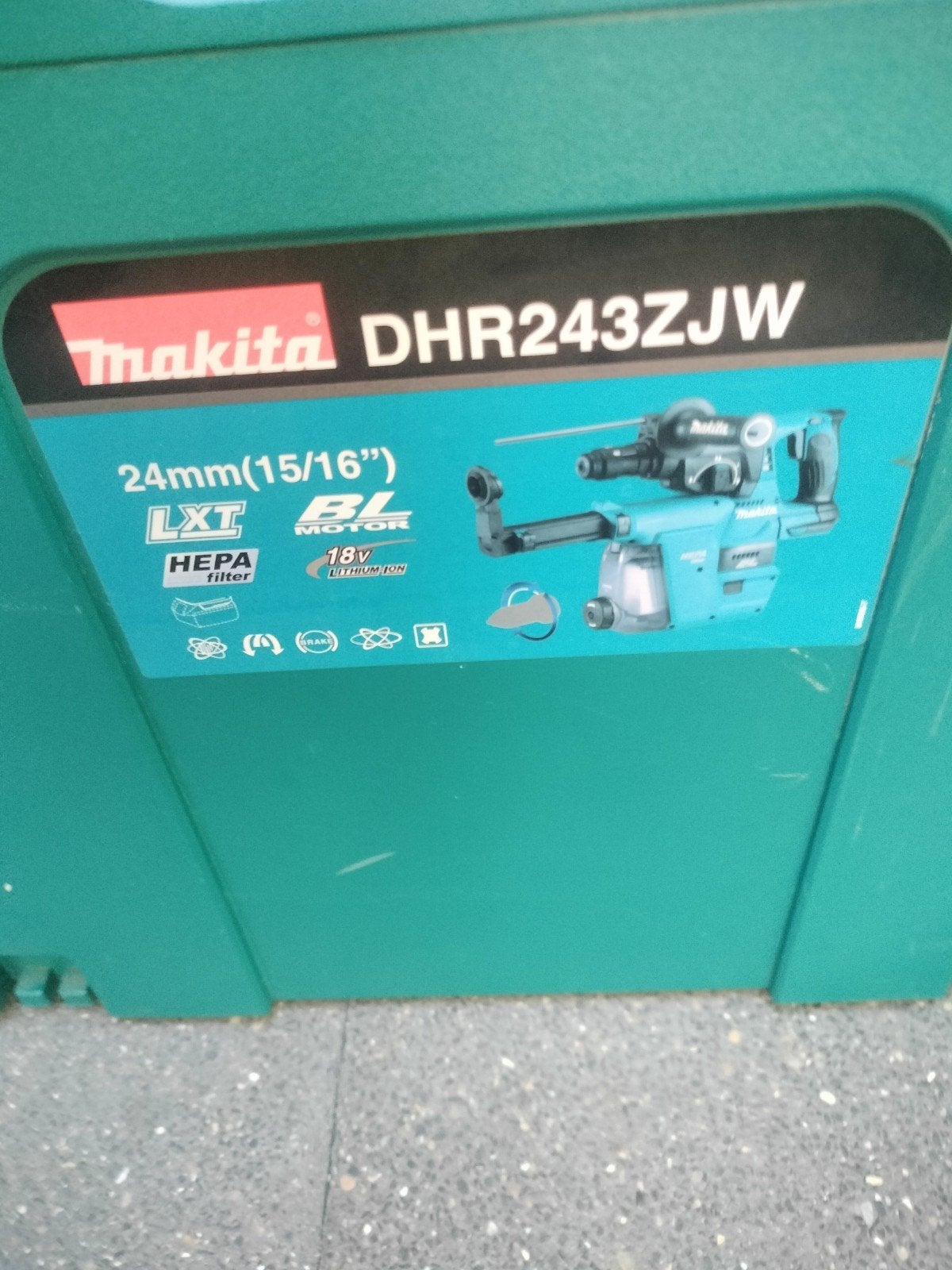 Makita DHR243ZJW Accu Boorhamer met HEPA-filter, 600 watt of meer, Boor- en/of Breekhamer, Ophalen of Verzenden, Zo goed als nieuw