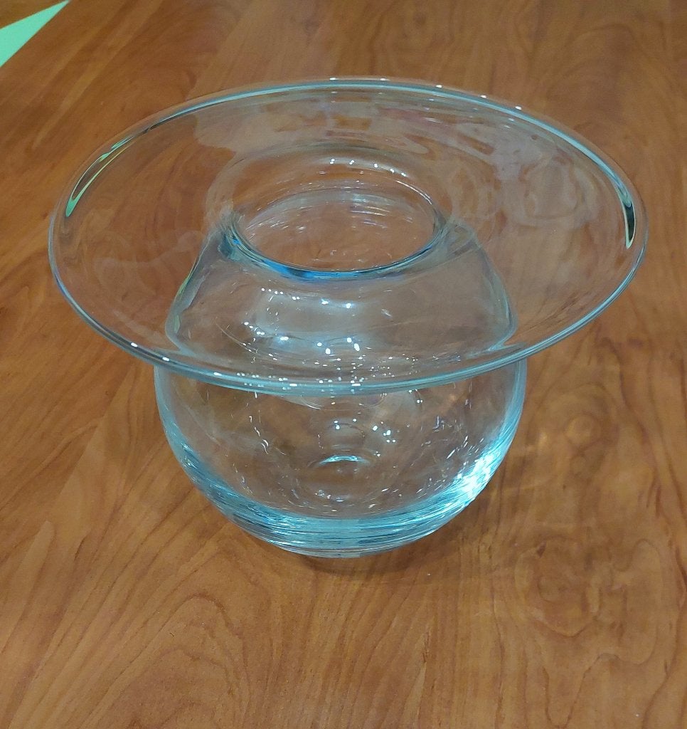 aparte glazen vaas met kraag, Overige kleuren, Ophalen of Verzenden, Minder dan 50 cm, Glas