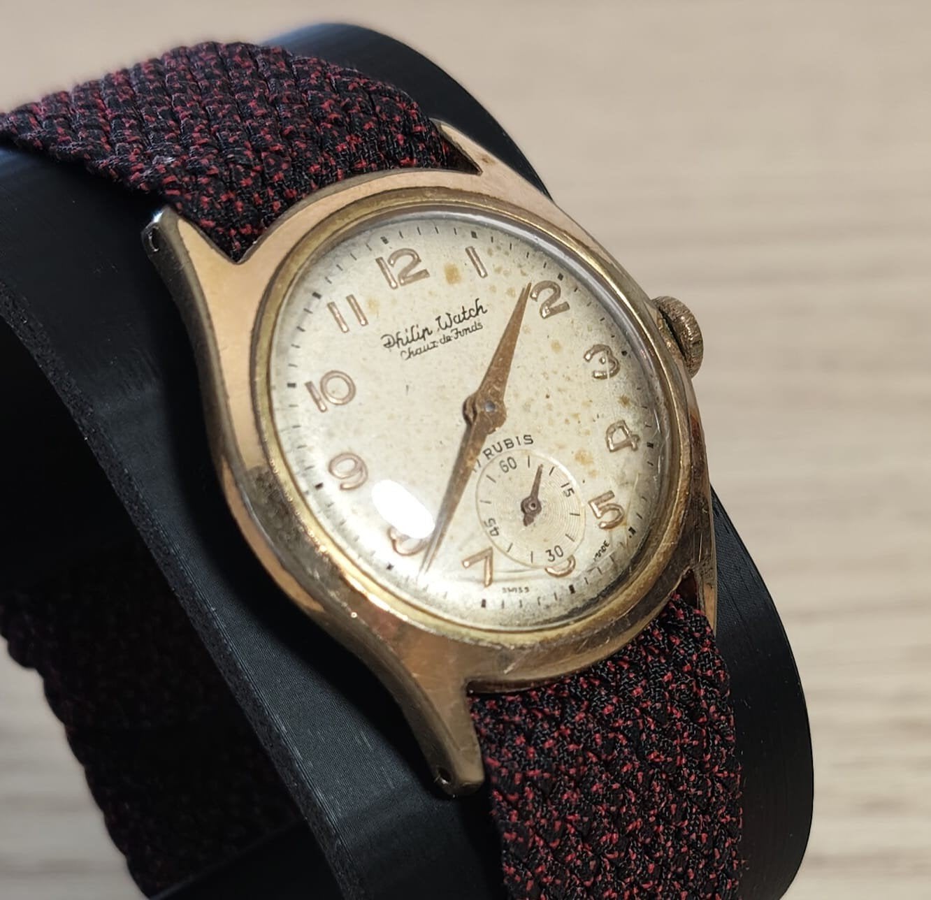 Vintage 'Philip Watch' mechanisch herenhorloge 1950, Overige merken, Staal, Met bandje, Polshorloge