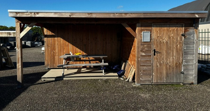 Douglas overkapping, veranda 3,14x5,14, compleet prefab, Tuin en Terras, Ophalen, 200 tot 400 cm, Tuinhuis, Zo goed als nieuw