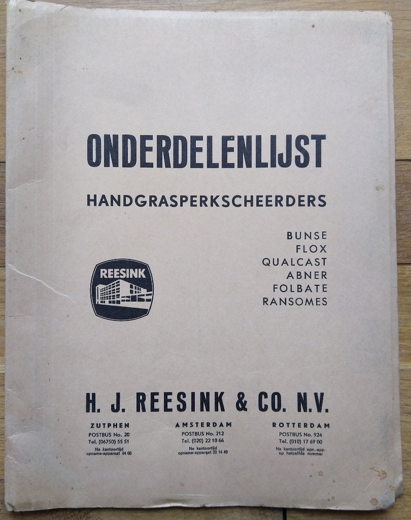 onderdelenlijst Bunse Flox Qualcast Abner Folbate Ransome, Ophalen of Verzenden
