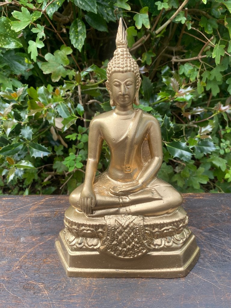 Brons boeddha beeld uit Thailand 23,5 cm hoog, Gebruikt, Ophalen of Verzenden, Nvt, Nvt