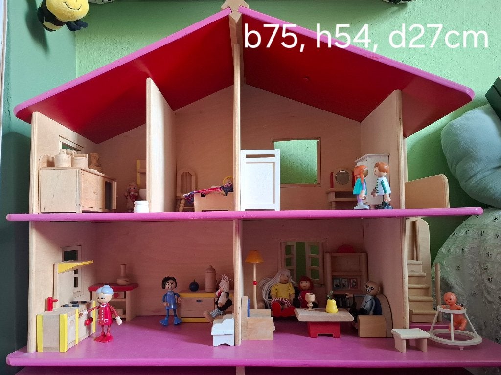 Poppenhuis en tafeltje met stoeltjes, Kinderen en Baby's, Speelgoed | Poppenhuizen, Ophalen, Gebruikt, Poppenhuis