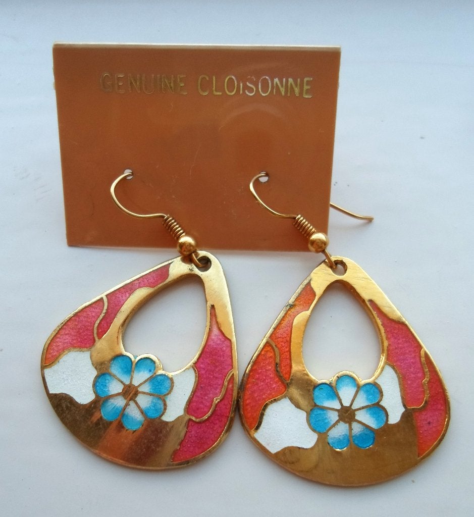 Cloisonné Oorbellen. Verguld, Ophalen of Verzenden, Nieuw, Overige kleuren, Overige materialen