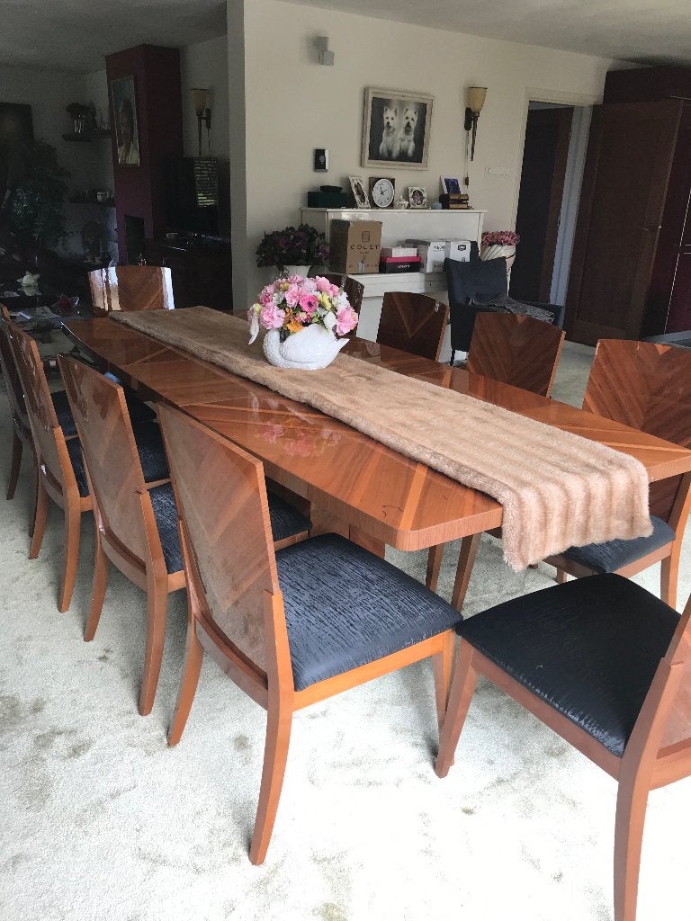 Italiaanse hoogglans eethoek met 10 bij behorende  stoelen, Ophalen, Gebruikt, Italiaans hoogglans, 50 tot 100 cm