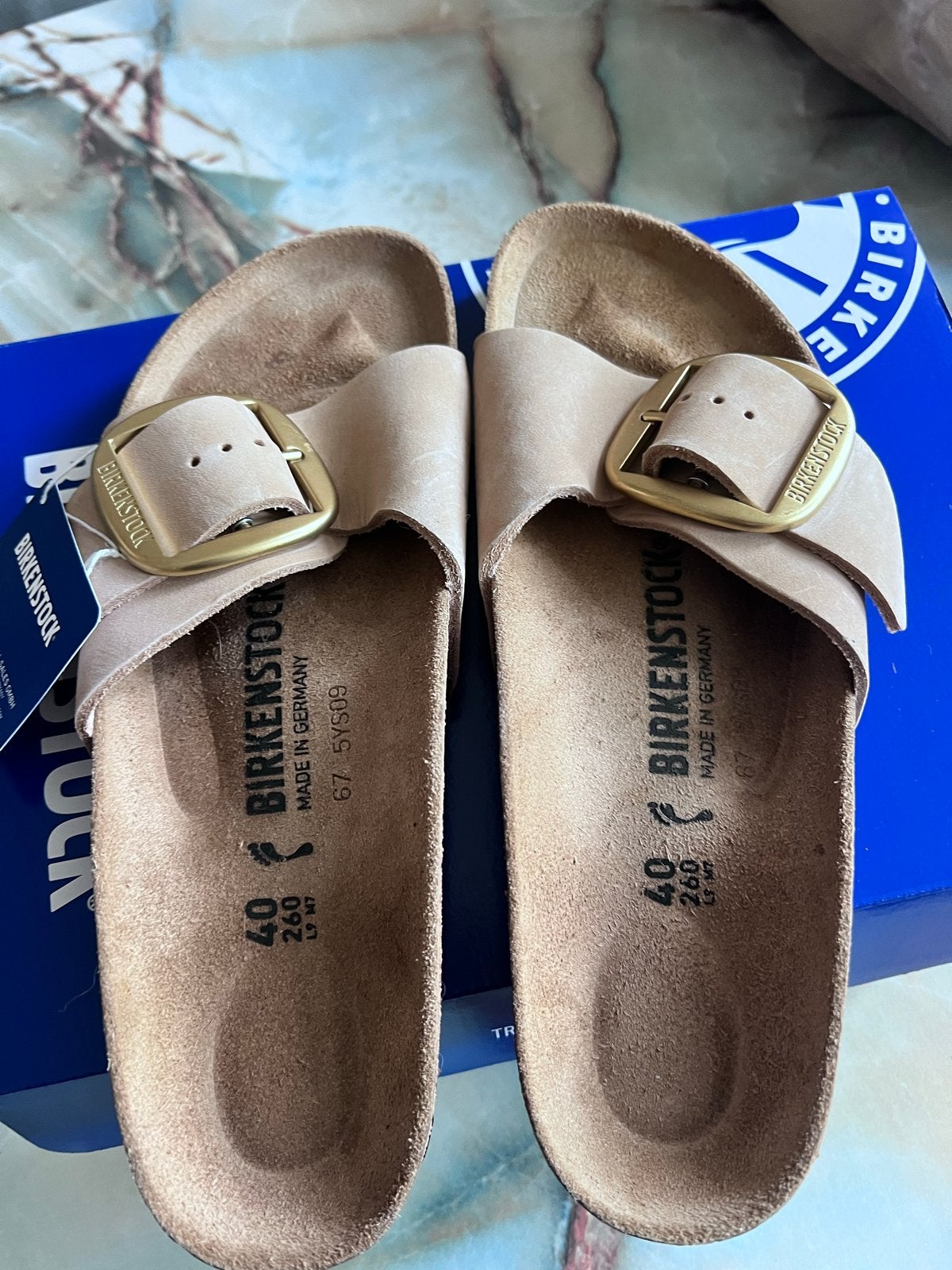 Nieuwe Birkenstock slippers maat 40 - Beige, Verzenden, Nieuw, Beige, Slippers