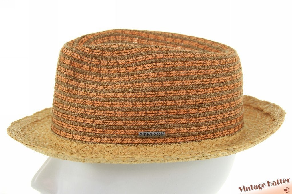 Trilby hoed Stetson viscose-katoen roze beige raffia 56 & 59, Stetson, Hoed, Nieuw, Ophalen of Verzenden