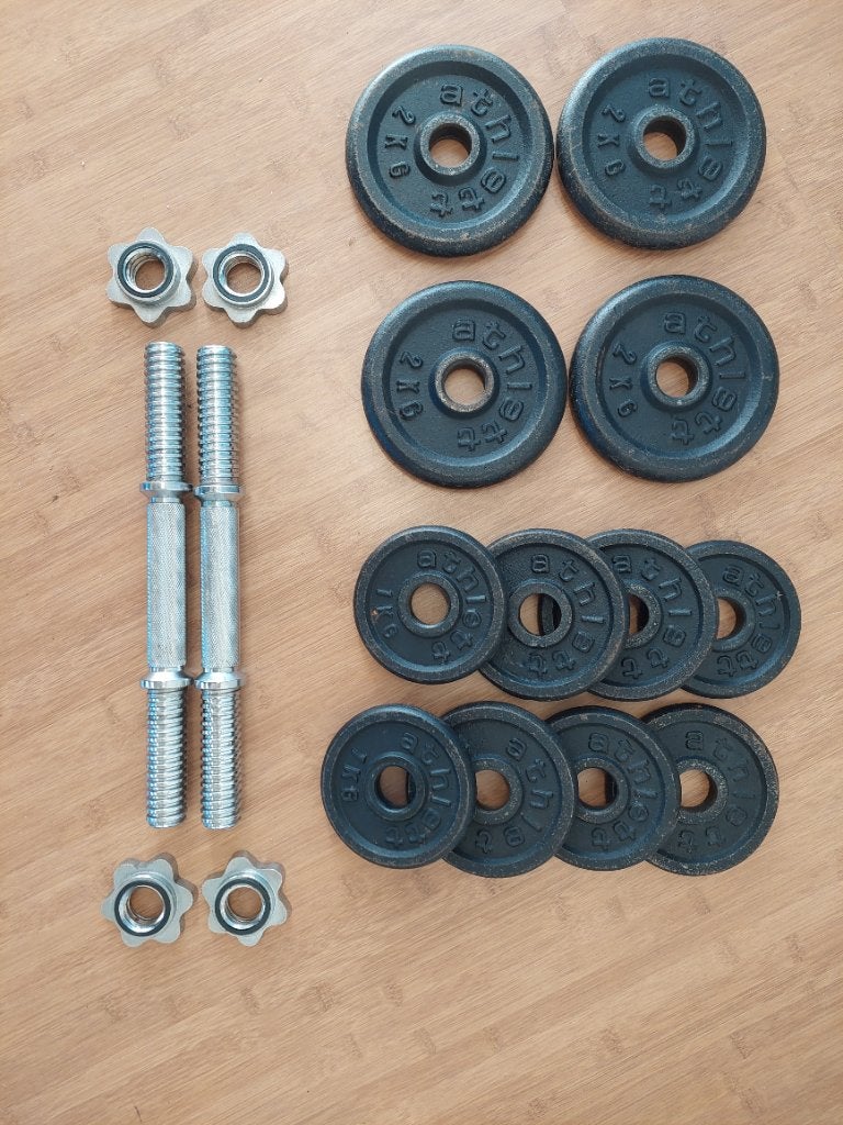 2 dumbbells met diverse gewichten, Ophalen, Gebruikt, Armen, Dumbbell