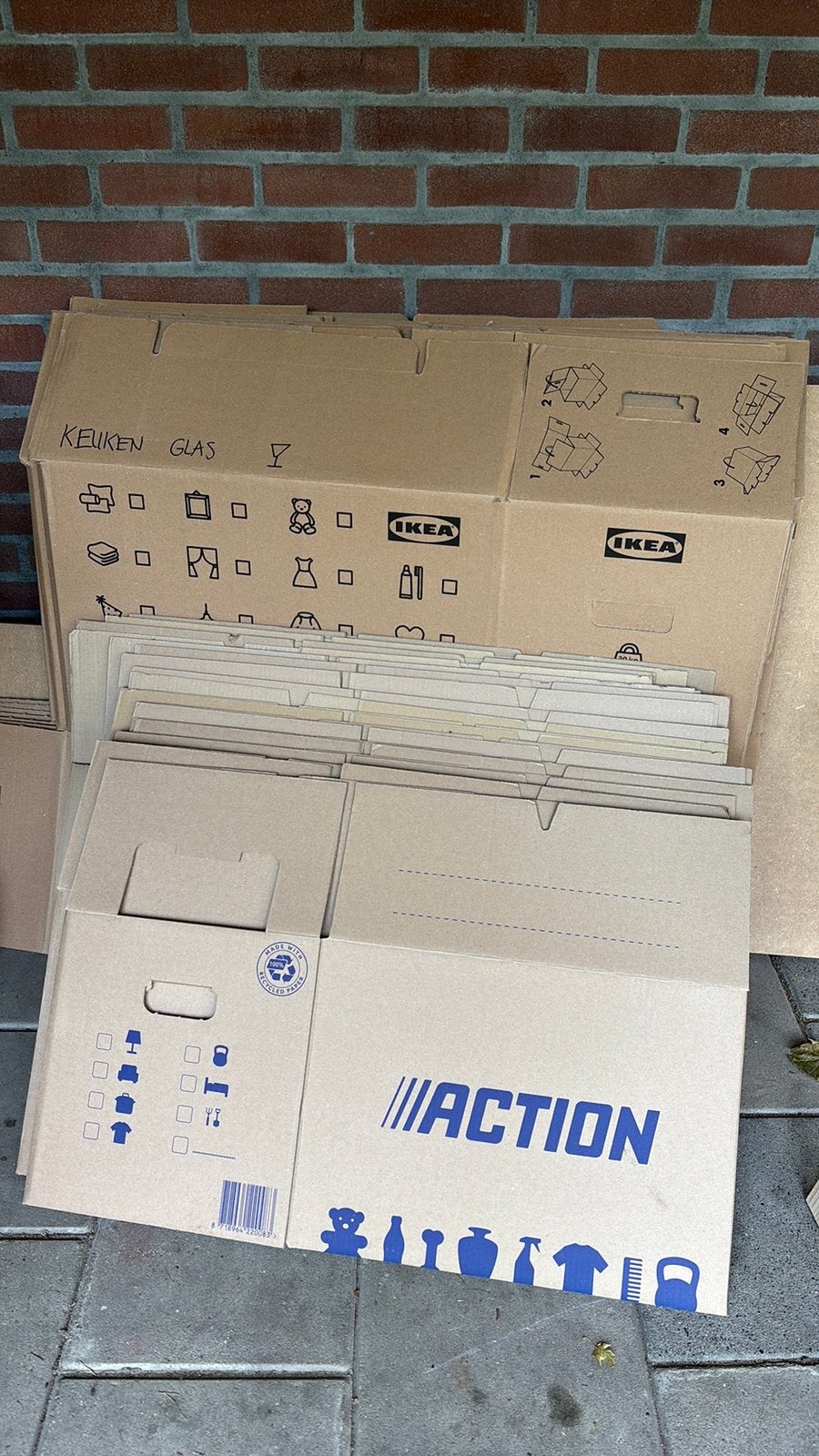 Verhuisdozen IKEA/Action, Ophalen, Doos, Opvouwbaar, 50 tot 75 cm