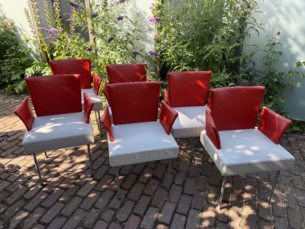 6 eetkamerstoelen Montis Calvi Gijs Papavoine, Huis en Inrichting, Stoelen, Ophalen, Gebruikt, Overige kleuren, Memphis Design Vintage Dutch Design