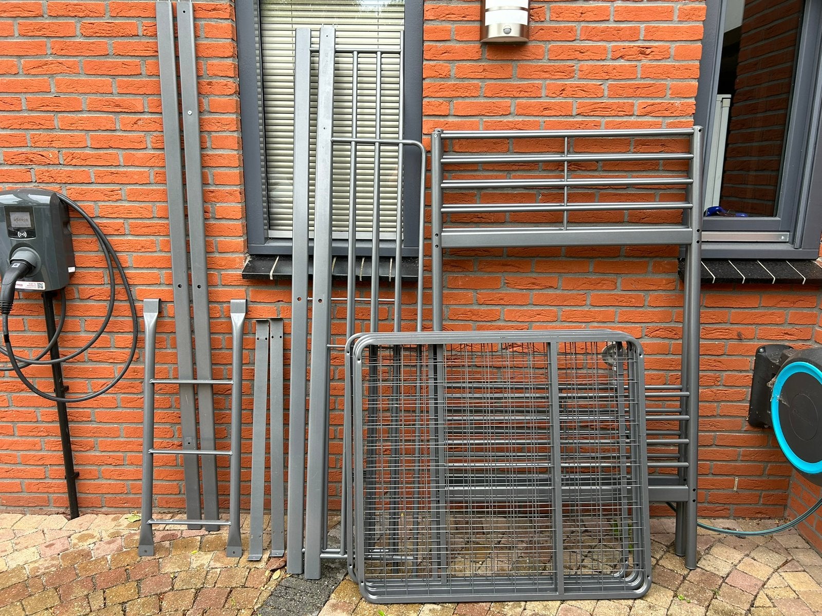 Hoogslaper grijs metaal, Ophalen, Eenpersoons, 200 cm, 180 tot 200 cm
