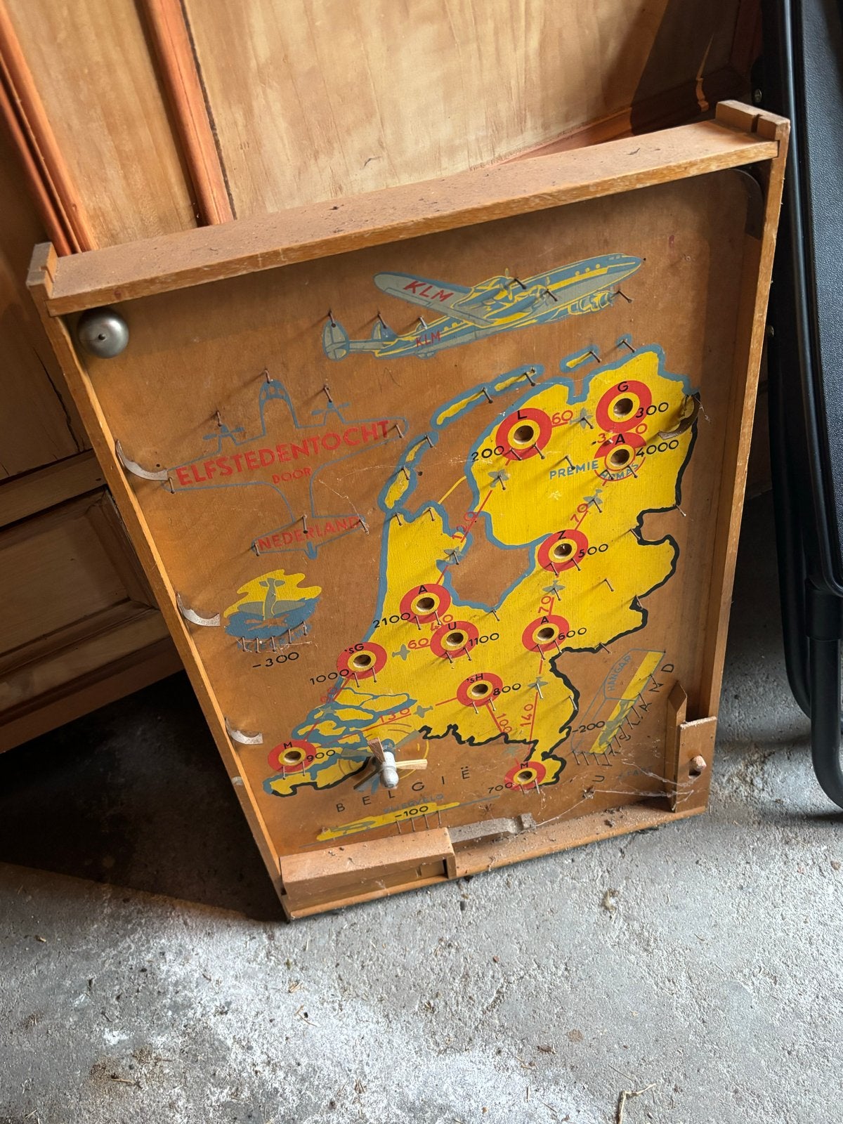 Vintage Elfstedentocht Knikker Flipperkast Spel - KLM, Ophalen of Verzenden, Gebruikt