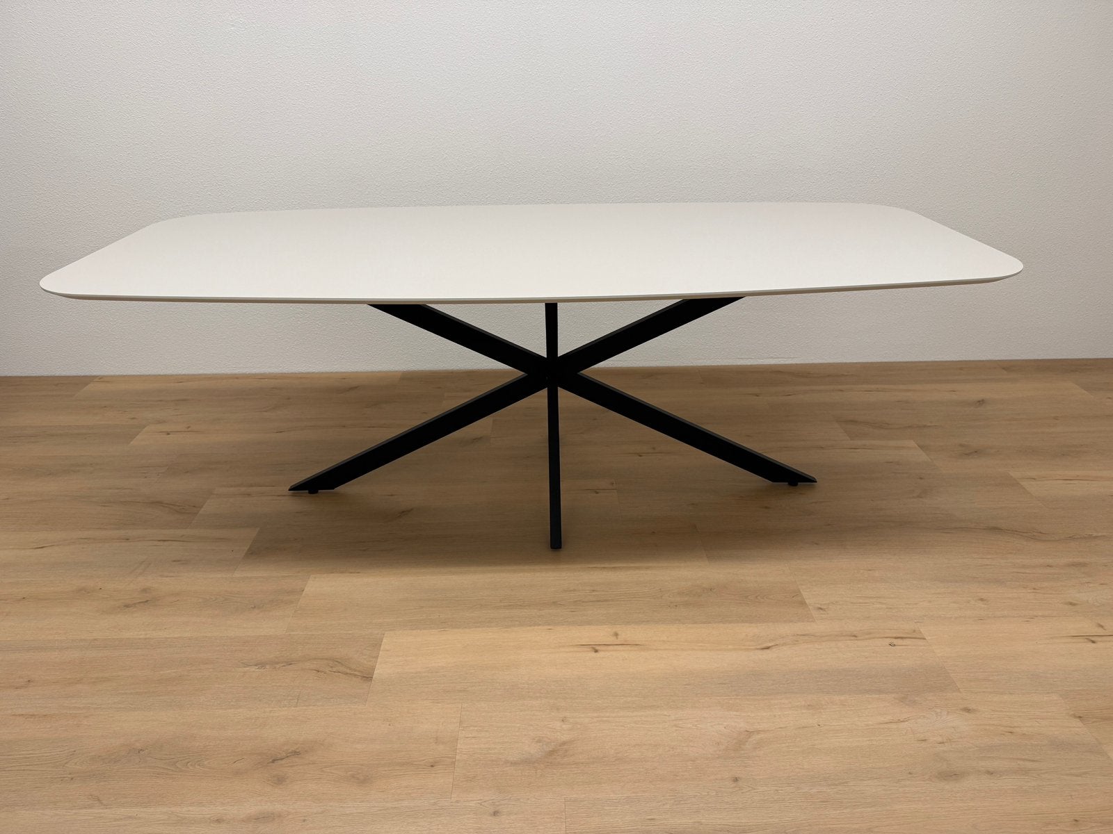 Deens ovale eettafel 220x100 - Beige HPL - Direct Leverbaar, Huis en Inrichting, 100 tot 150 cm, 200 cm of meer, Ophalen of Verzenden