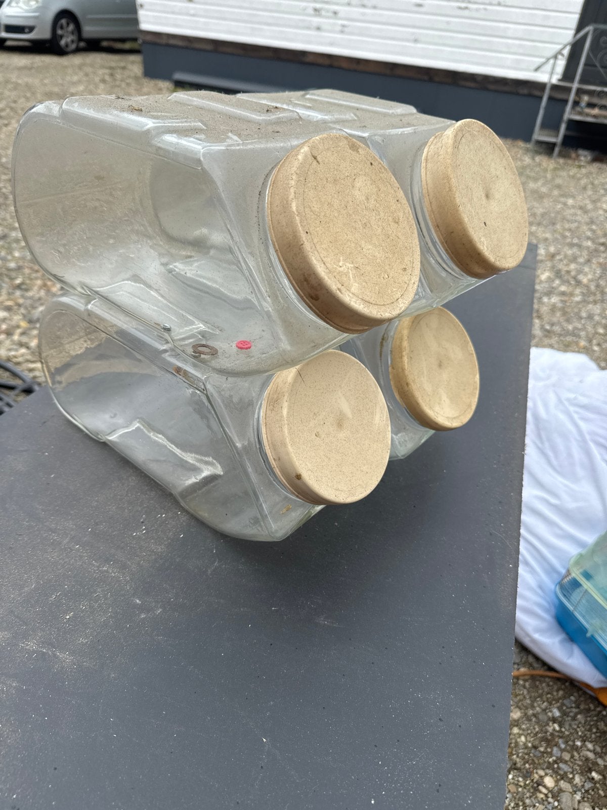 Snoeppotten voorraadpotten 4x, Gebruikt, Kunststof, Ophalen of Verzenden, Voorraadpot