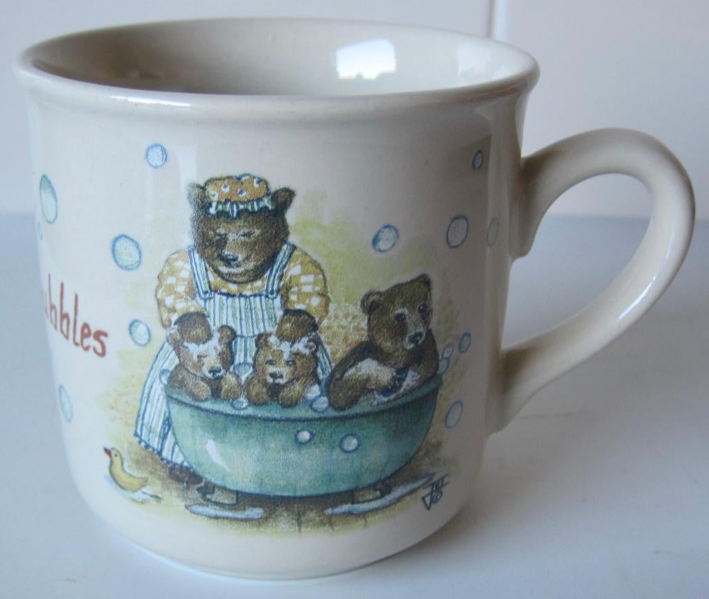 kleine beker van Douwe Egberts met beren - bears and bubbles, Ophalen of Verzenden, Zo goed als nieuw, Overige stijlen, Kop(pen) en/of Schotel(s)