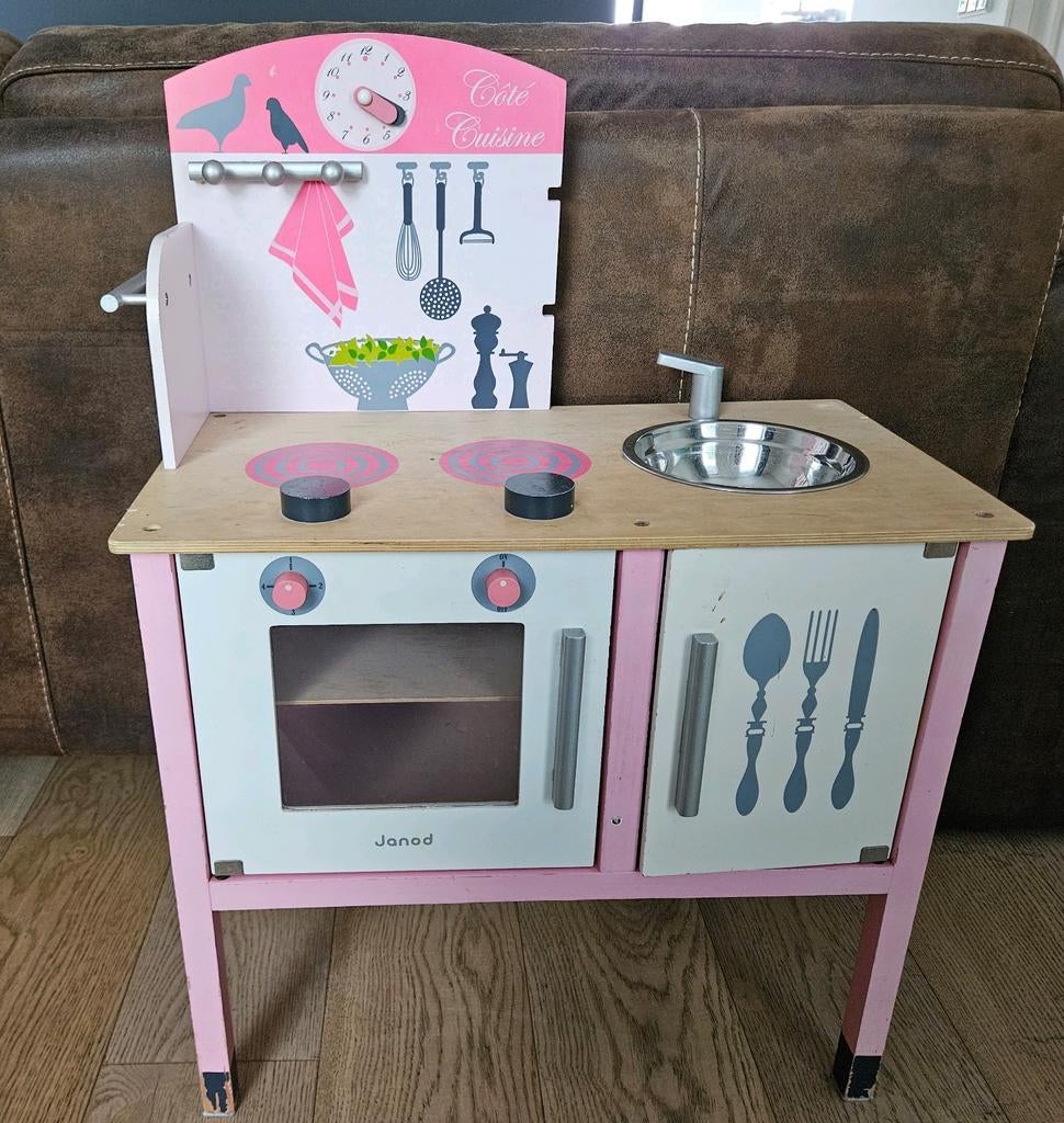 Janod speelkeuken roze, Ophalen, Gebruikt, Hout, Speelkeuken