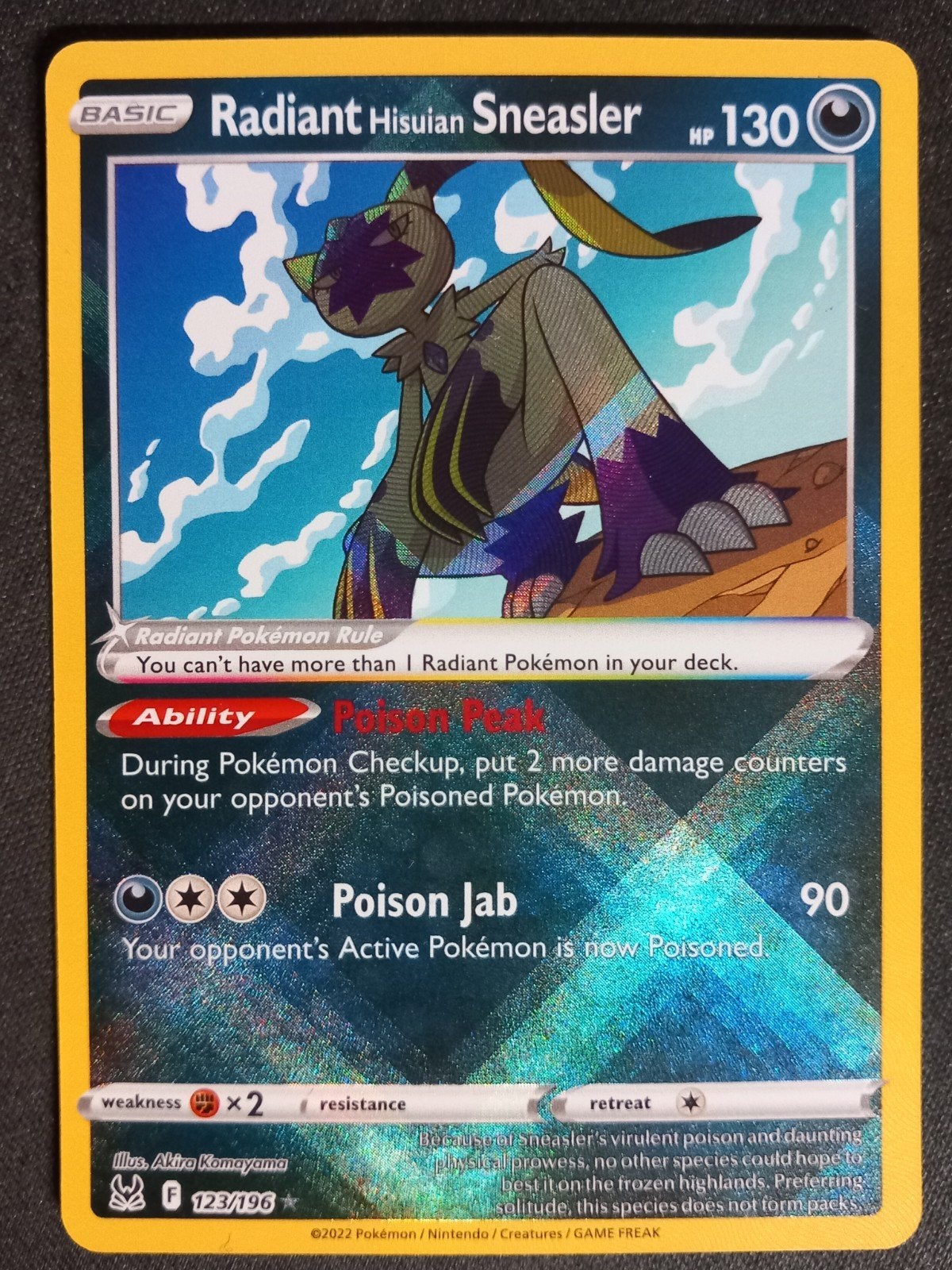 Radiant Hisuian Sneasler 123/196 Lost Origin Ultra Rare NM, Verzenden, Zo goed als nieuw, Losse kaart, Foil