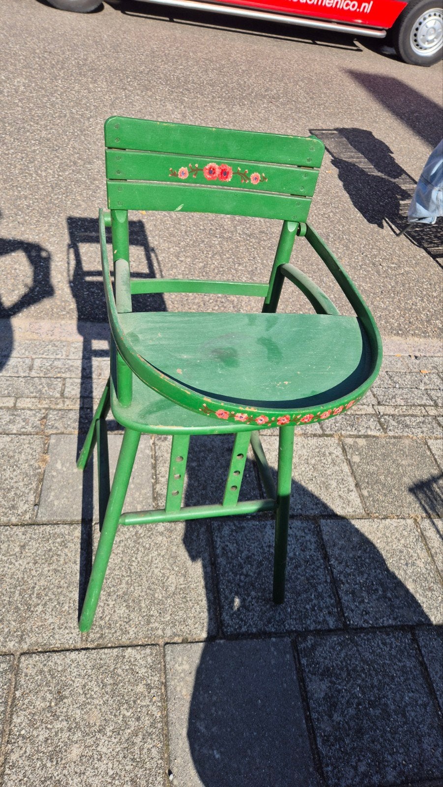 Vintage Groene Kinderstoel met Bloemenprint, Kinderen en Baby's, Ophalen, Gebruikt, Overige typen