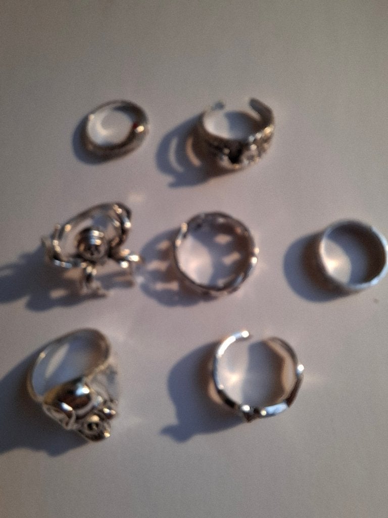 Metal Gothic Gotische ringen set van 7 stuks nieuw, IJzer of Staal, 19 tot 20, Nieuw, Ophalen of Verzenden