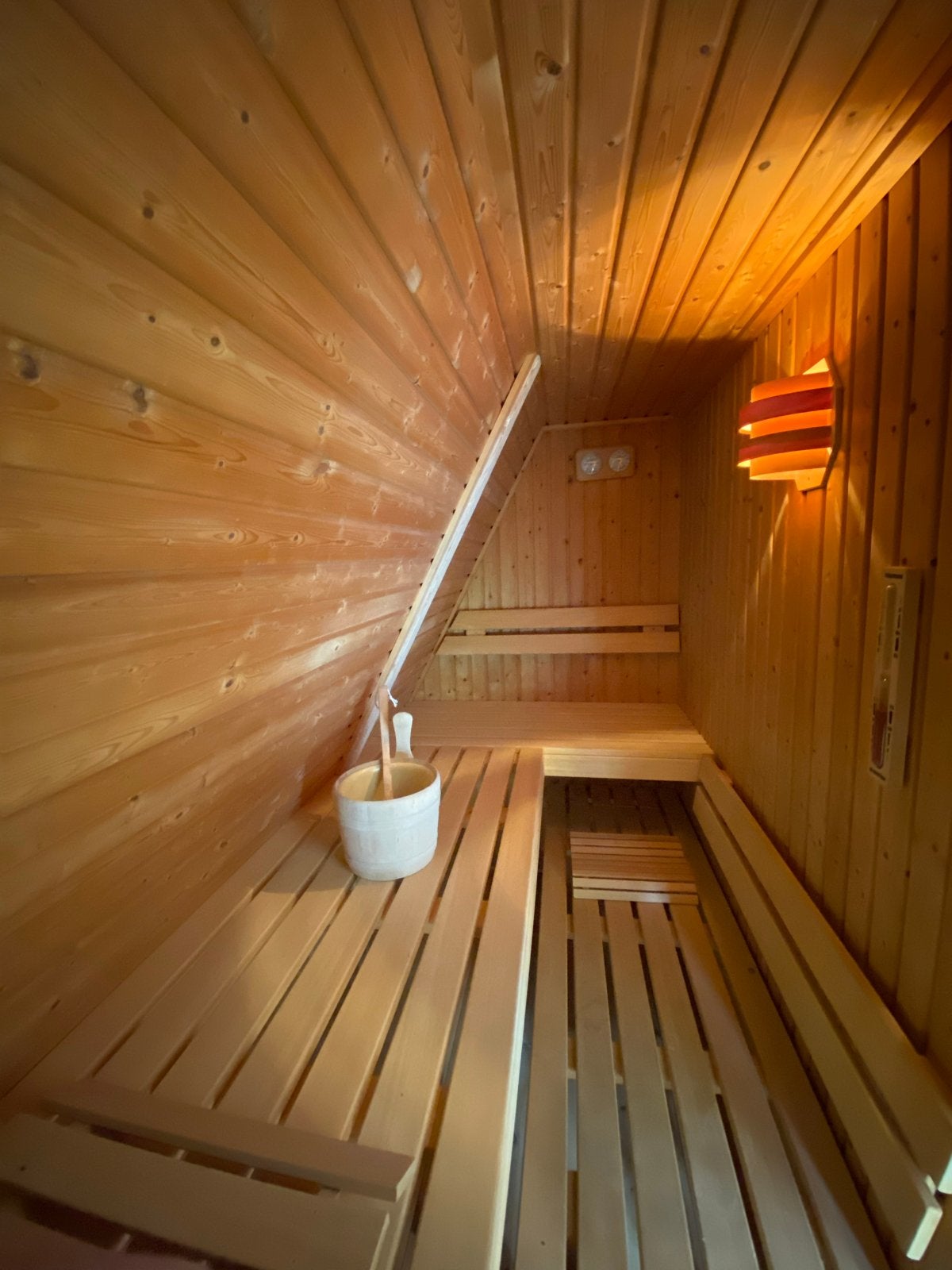 Cleopatra Sauna 2,90 x 1,50 - Complete Sauna, Sport en Fitness, Sauna, Ophalen, Gebruikt, Fins of Traditioneel, Complete sauna