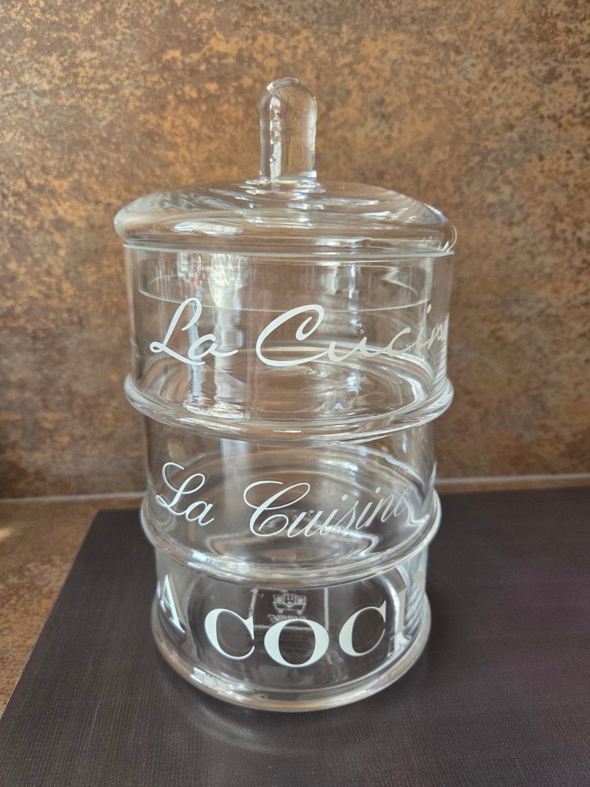Riviera Maison glazen voorraadpot 'La Cucina' - 3-laags, Ophalen, Glas, Zo goed als nieuw, Voorraadpot