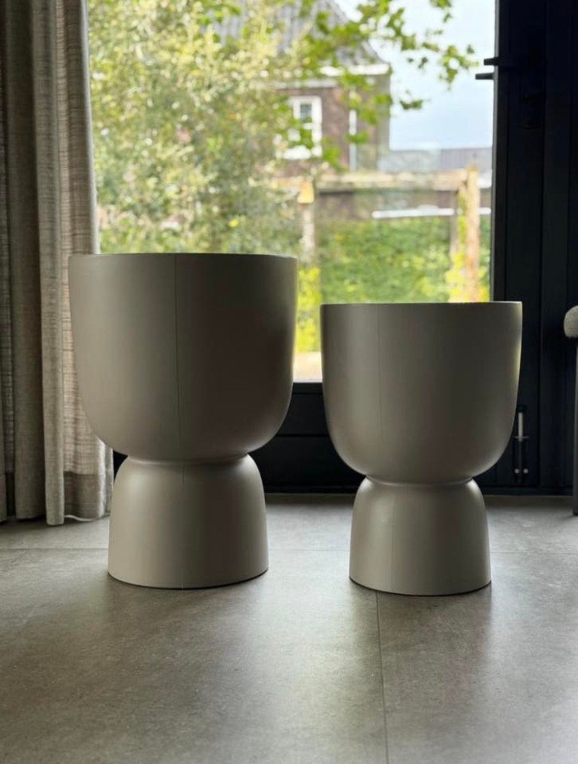 Elho bloempot amber coupe round 41cm balanced beige, Ophalen, Kunststof, Gebruikt, 40 cm of meer