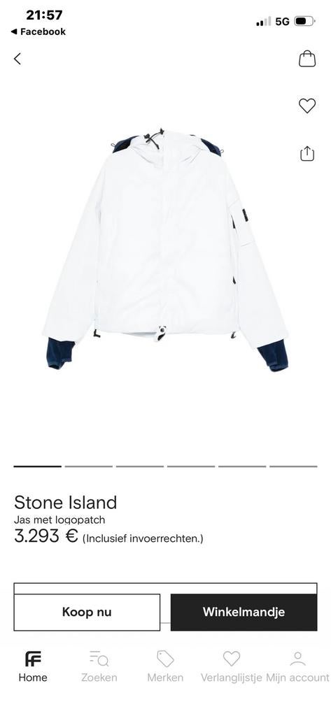 Stone Island Ice Jacket 2025 maat S, Ophalen of Verzenden, Nieuw, Maat 46 (S) of kleiner, Wit